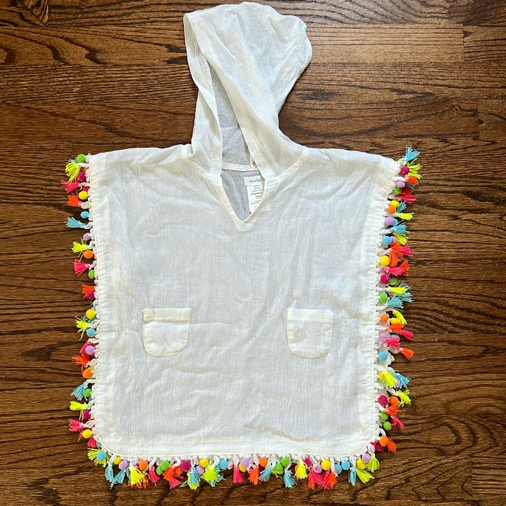 Mud Pie toddler coverup with multi-colored tassels